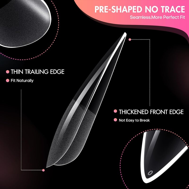 ranrose Long Almond Nail Tips: 240pcs Nail Tips Full Cover False Nail 12 Sizes Half Matte Pre-shape Acrylic Almond Shaped Press On Nail Tips DIY Nail Salon - Image 5